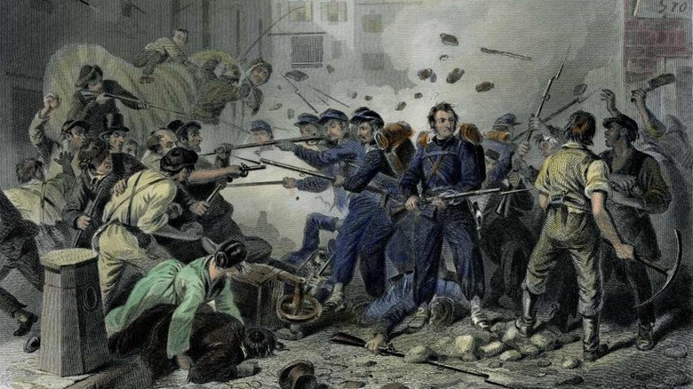 Illustration of Pratt Street riot