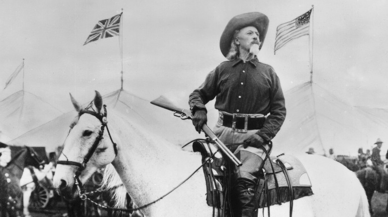 Buffalo Bill riding white horse