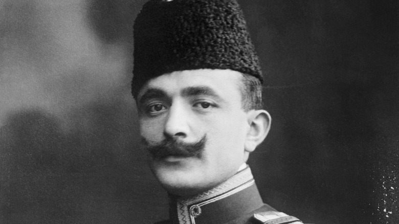 Enver Pasha in fez with moustache in portrait