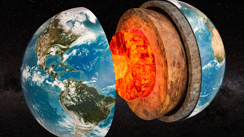 inner layers of Earth in 3D cross section