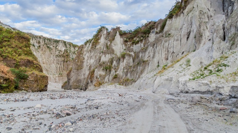 lahar mudflow in mountain valley