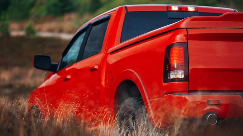 Red pickup truck