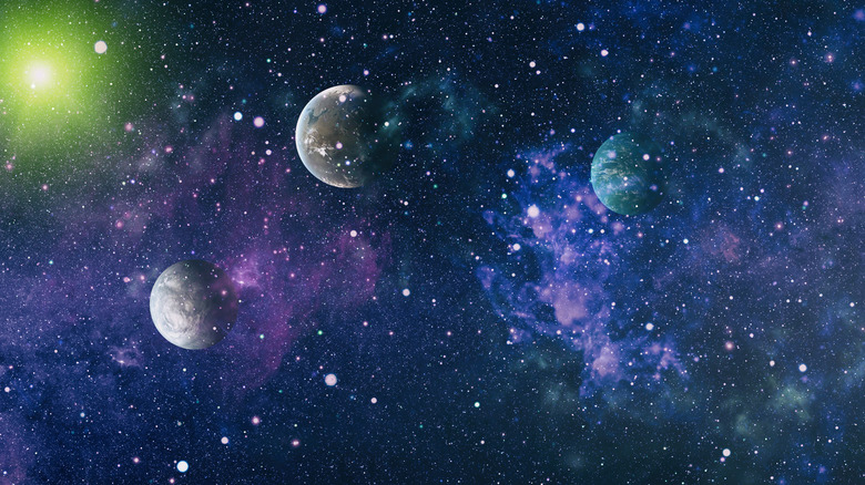 Space with several planets in view