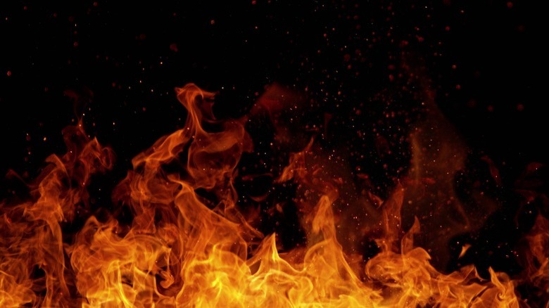 flames in the background