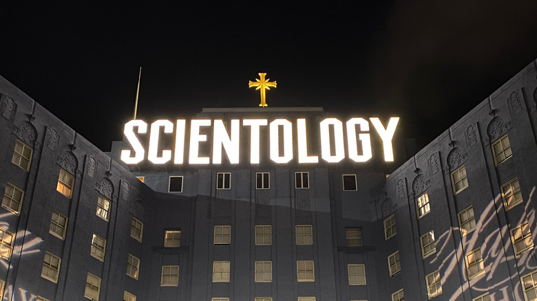 scientology building night