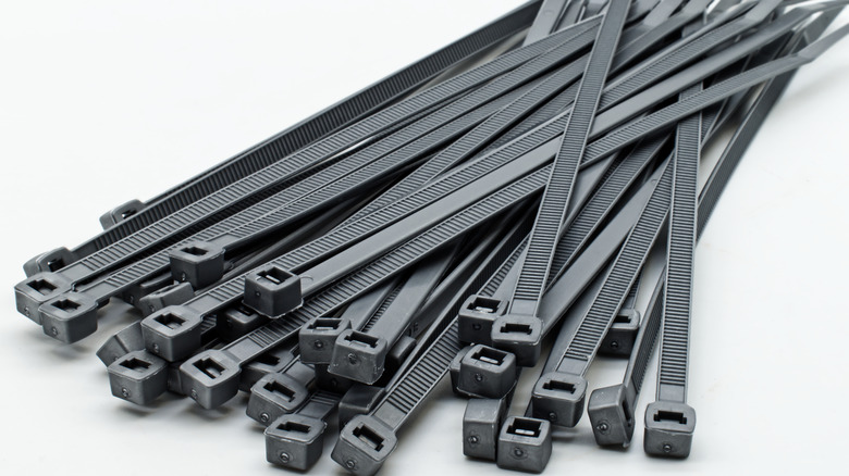 Grey plastic ties