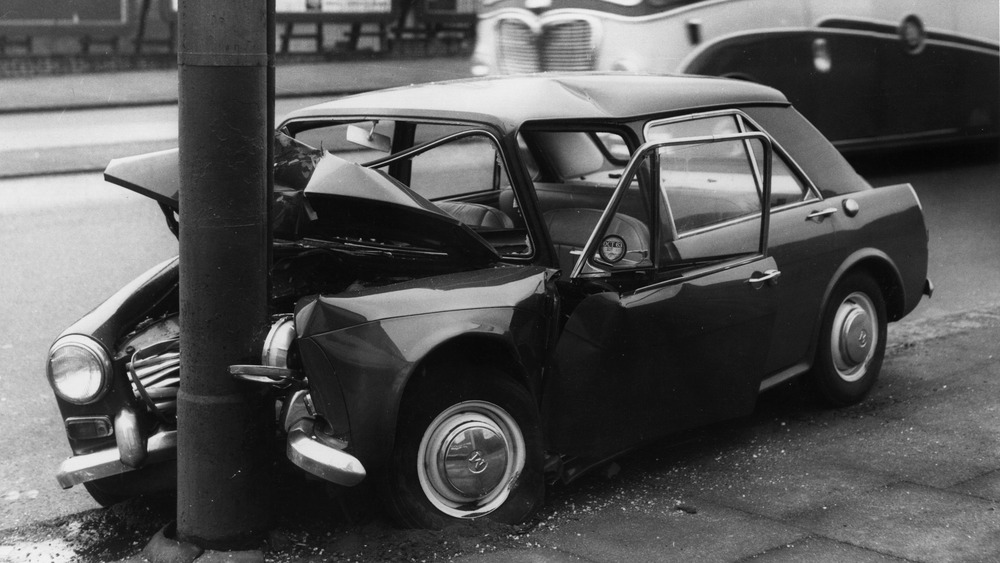 Wrecked car in the '60s