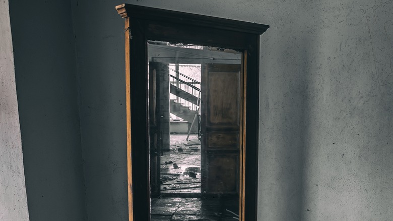 mirror in abandoned building