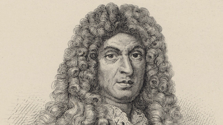 etching of jean-baptiste lully with long curly hair