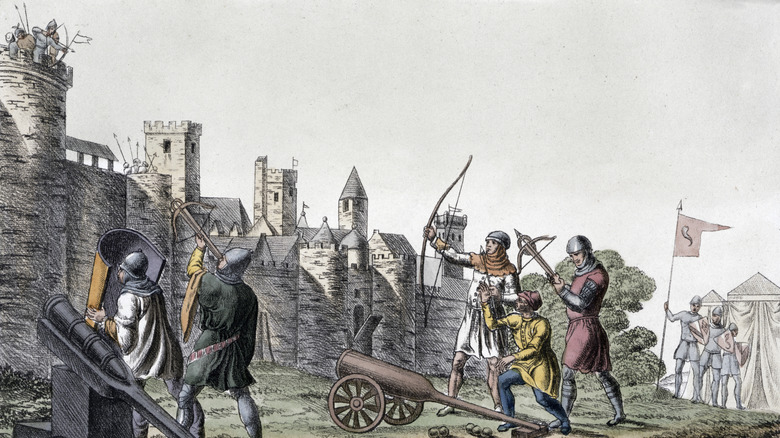 drawing of a premodern siege