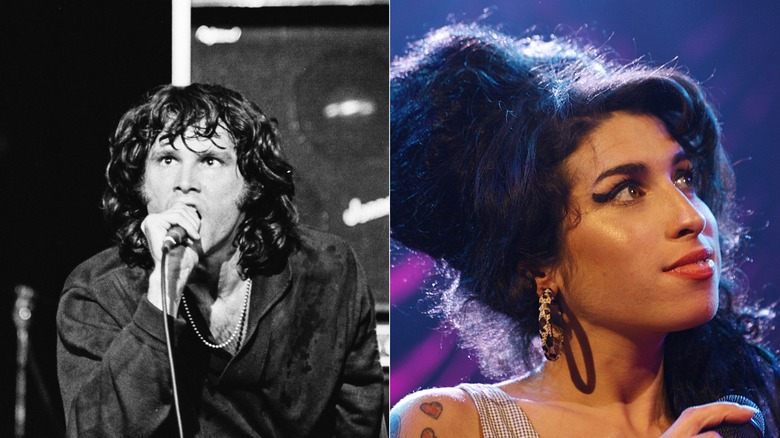 A side-by-side photo of Jim Morrison of The Doors and Amy Winehouse