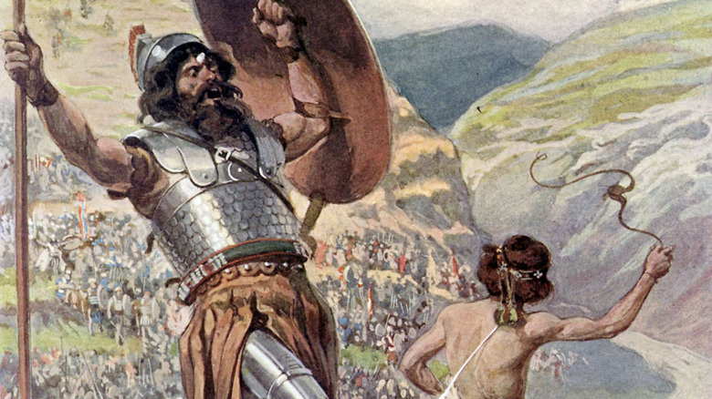 David killing Goliath with sling