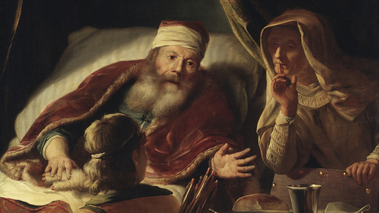 Isaac blessing Jacob from his bed