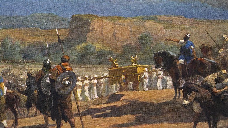 Israelites besieging Jericho and carrying the golden Ark of the Covenant