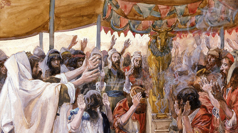 Israelites worshipping the golden calf