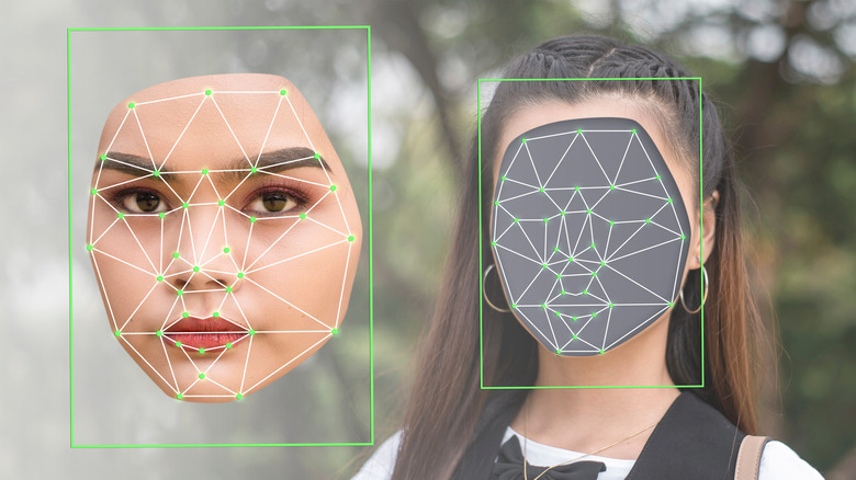 facial recognition showing scan of face