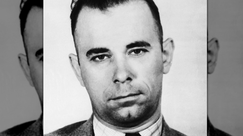 A black-and-white photo of gangster John Dillinger