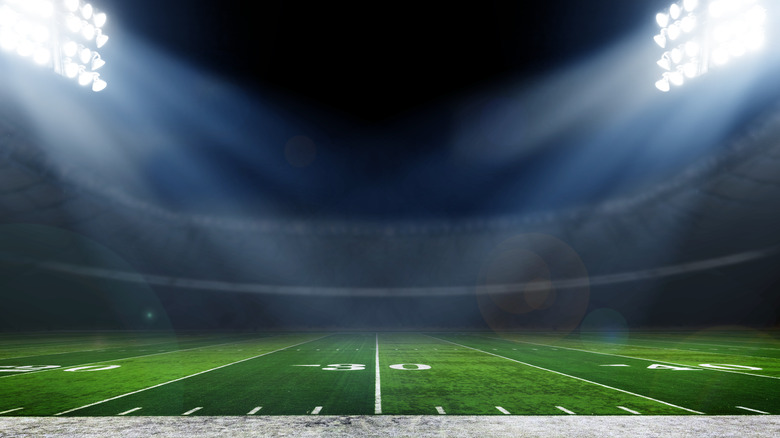 Football stadium with lights
