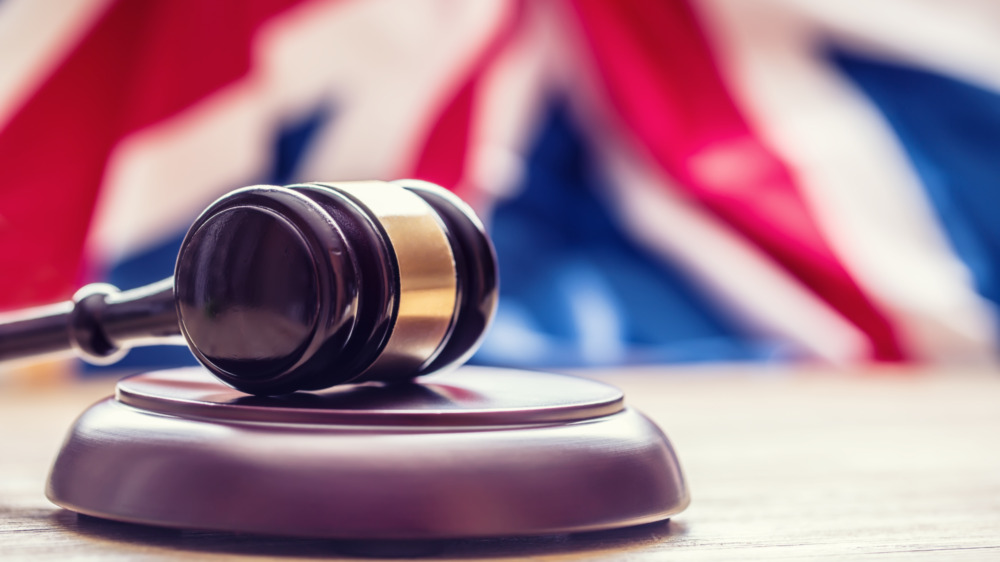 English flag and gavel