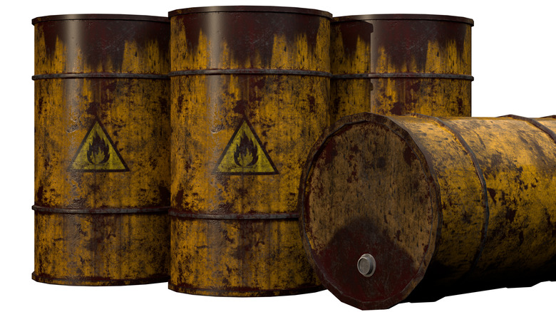 Dirty oil barrels