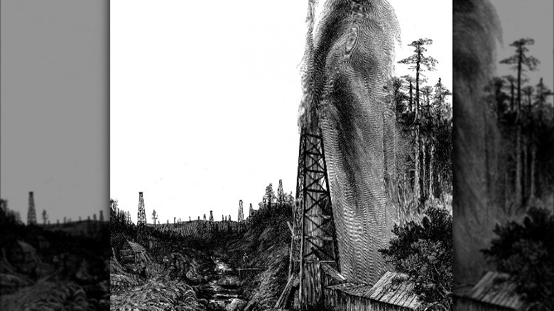Oil well spewing oil
