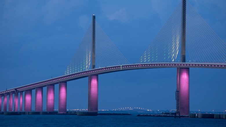 The Skyway Bridge in Tampa at night