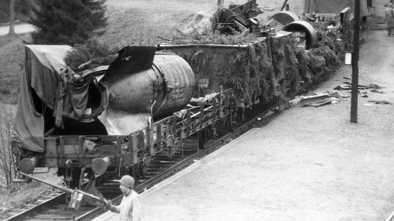captured v-2 rockets on train in occupied germany