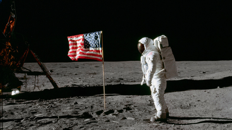 buzz aldrin on the moon