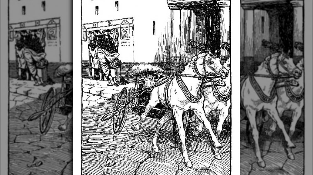 Hypatia's Empty Curricle. Illustration from a 1914 edition of Charles Kingsley's 1853 novel Hypatia