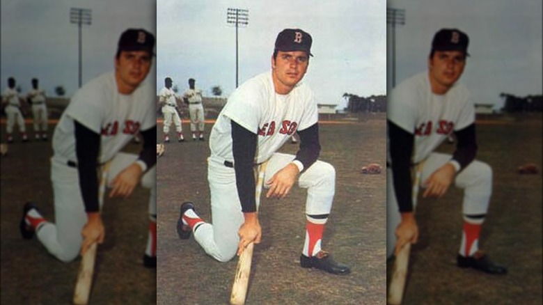 Tony Conigliaro holding baseball bat