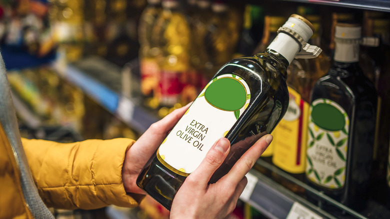 Olive oil in a grocery store