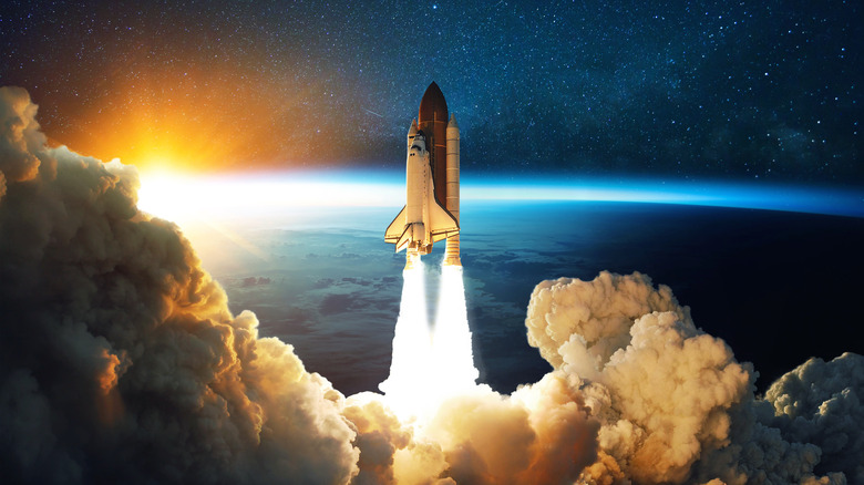 Rocket taking off from Earth