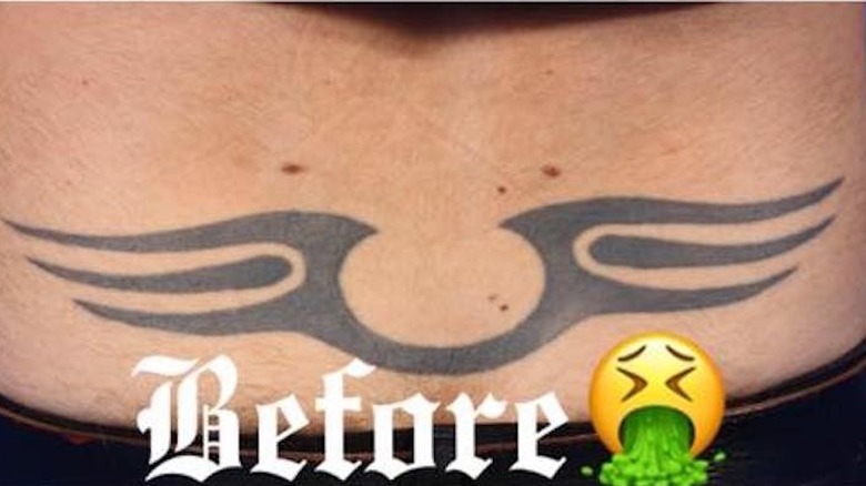 Nev Schulman's lower back tattoo
