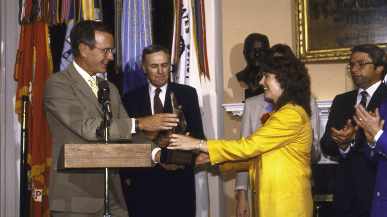 christa mcauliffe and george bush award ceremony