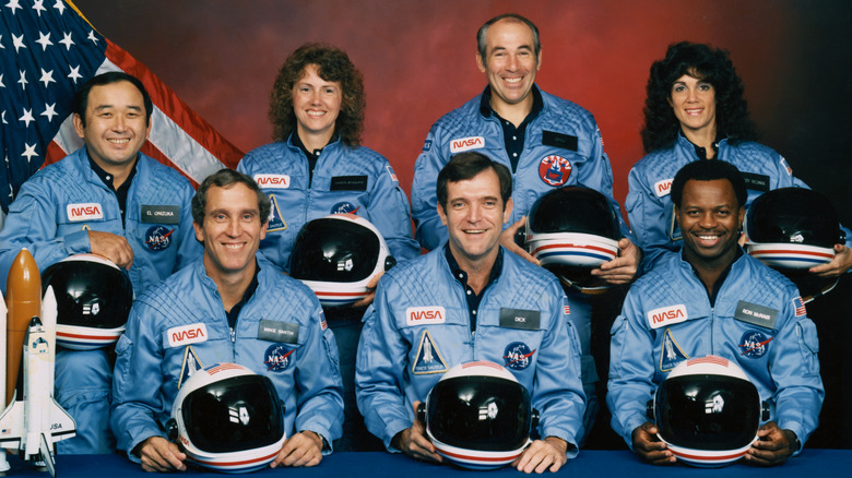 challenger crew group portrait smiling uniform