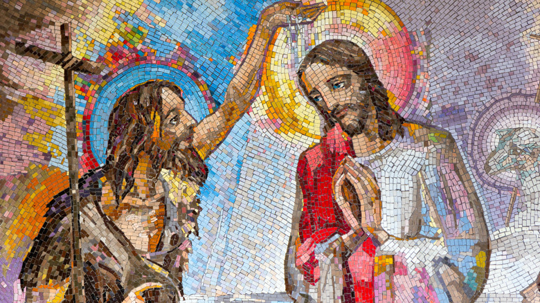mosaic of Jesus being baptized