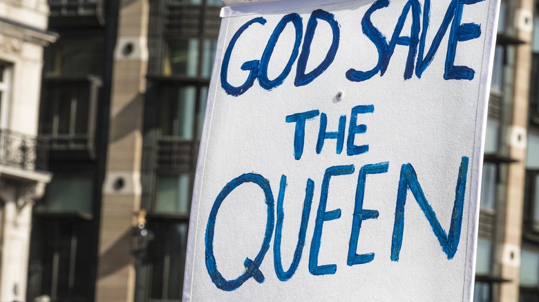 Placard with God Save the Queen