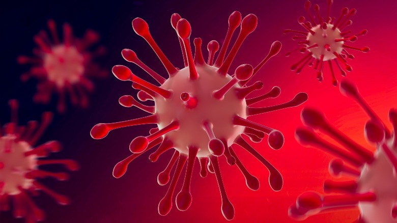 Rendering of a virus, possibly a coronavirus