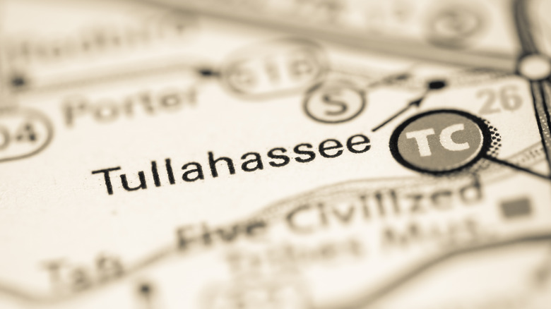 Map of Oklahoma showing Tullahassee