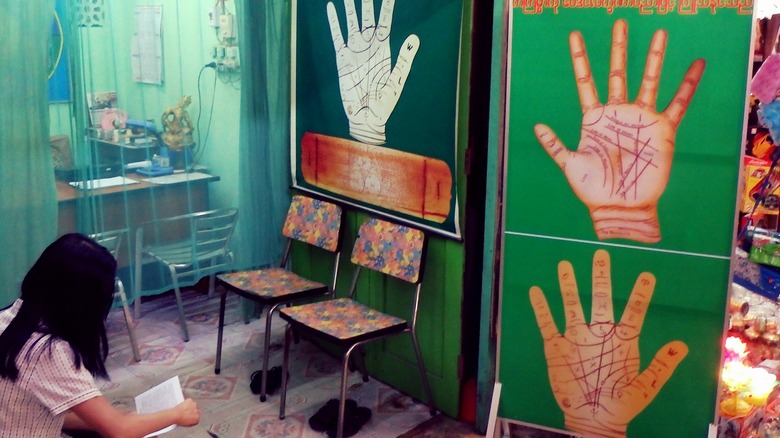 modern palmist's shop in Myanmar