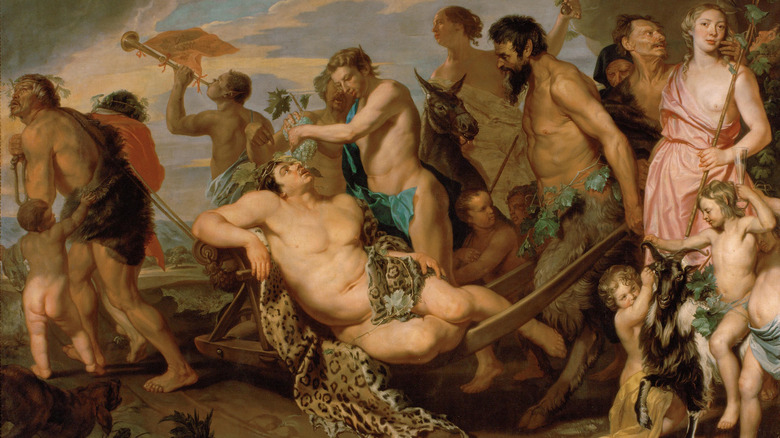 painting of Dionysus eating grapes
