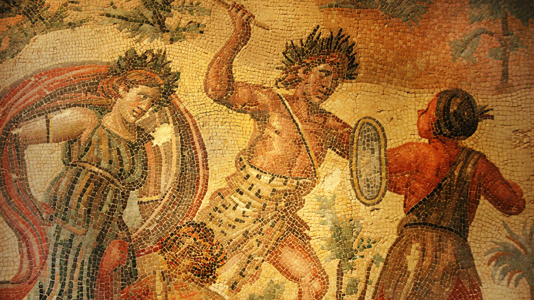 Roman fresco of Dionysus in a wreath