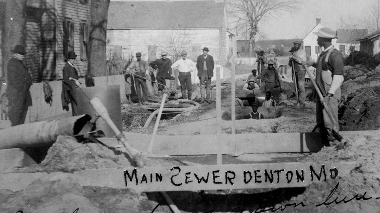 Sewage system workers in Maryland circa 1915