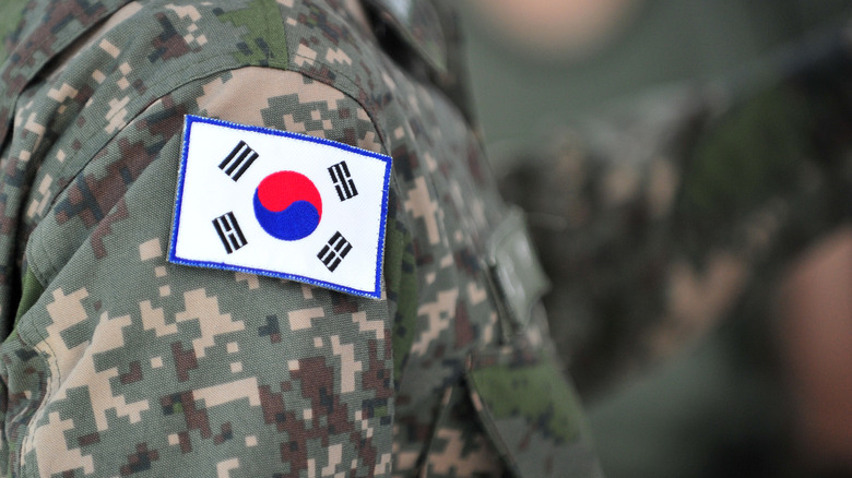 South Korean flag on military uniform