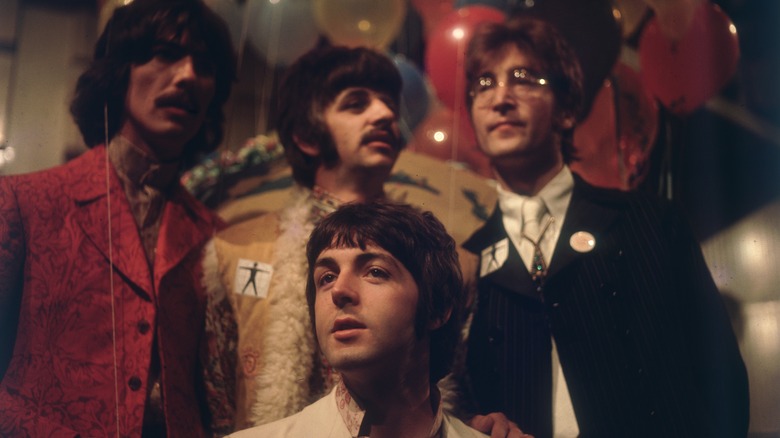 The Beatles in psychedelic clothing