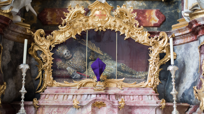 Remains of Saint Hyacinth of Caesarea from inside the church of St. Mary's Assumption monastery in Furstenfeldbruck, Germany