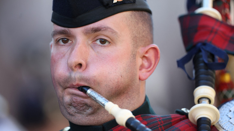 Man playing bagpipes
