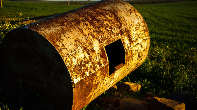 Empty oil drum