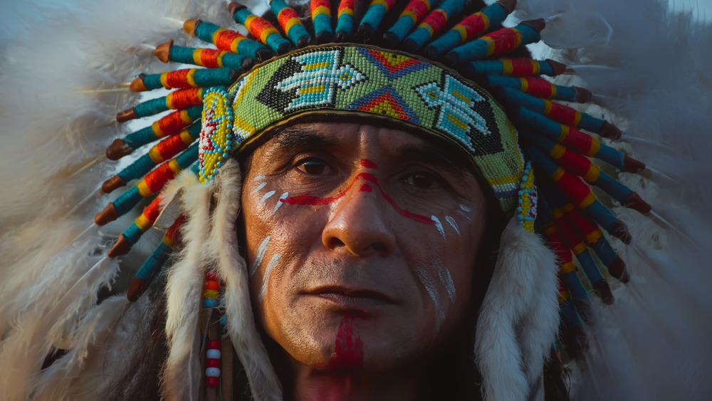 Native American in headress