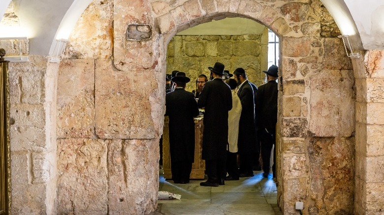 Hasidic Jews praying at David's Tomb
